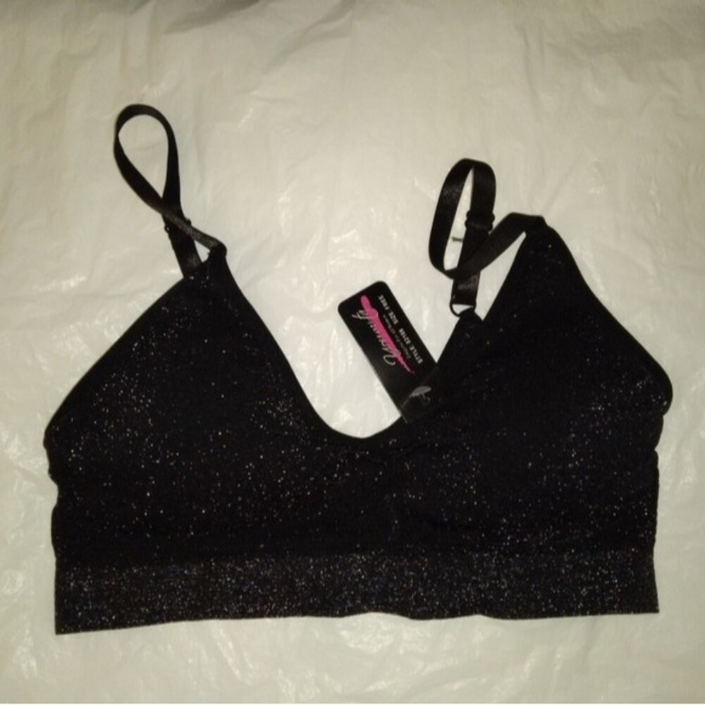 Youmita Black Glittery OS Bralette NWT